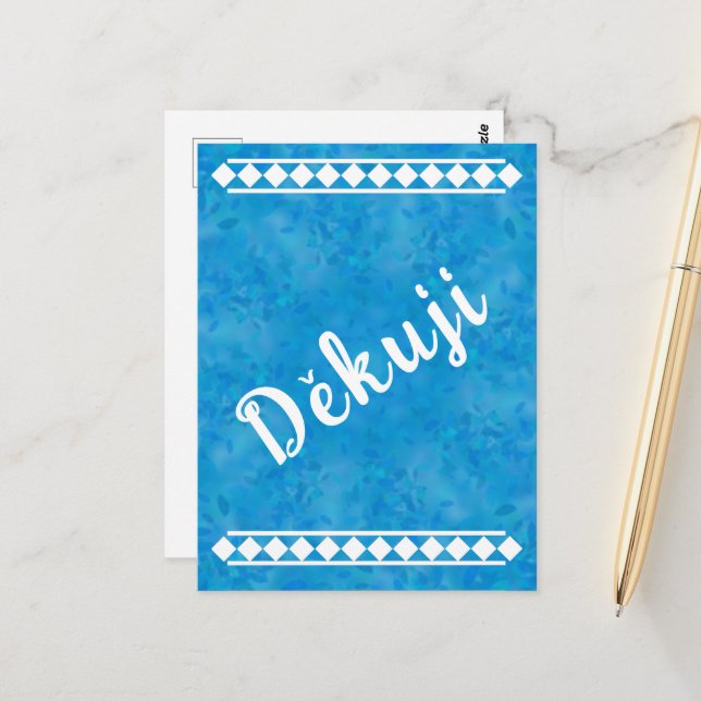 Tarjeta postal de agradecimiento Blue Czech (Anverso/Reverso In Situ)