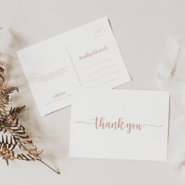 Tarjeta postal de agradecimiento con caligrafía en