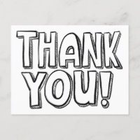 Tarjeta postal de agradecimiento con letras a mano
