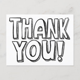 Tarjeta postal de agradecimiento con letras a mano