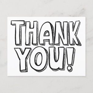 Tarjeta postal de agradecimiento con letras a mano