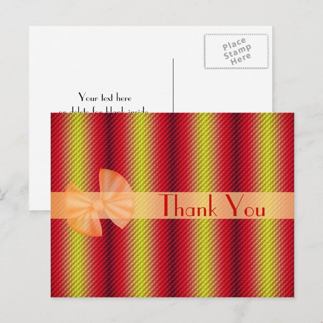 Tarjeta postal de agradecimiento con rayas rojas y (Anverso / Reverso)