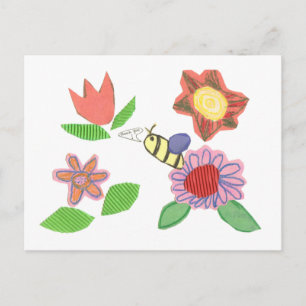 Tarjeta postal de agradecimiento de abeja floral