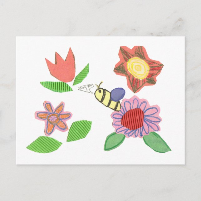 Tarjeta postal de agradecimiento de abeja floral (Anverso)
