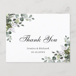 Tarjeta postal de agradecimiento de acuarela de eu