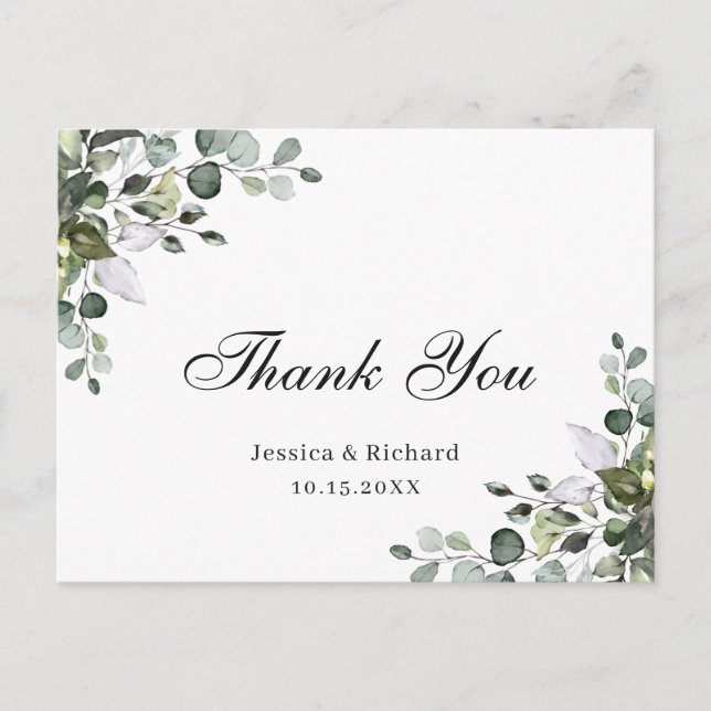 Tarjeta postal de agradecimiento de acuarela de eu (Anverso)