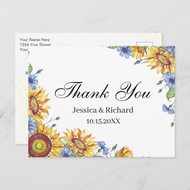 Tarjeta postal de agradecimiento de acuarela de Uc (Anverso / Reverso)