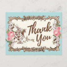 tarjeta postal de agradecimiento de alice en wonde