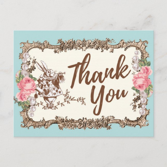 tarjeta postal de agradecimiento de alice en wonde (Anverso)