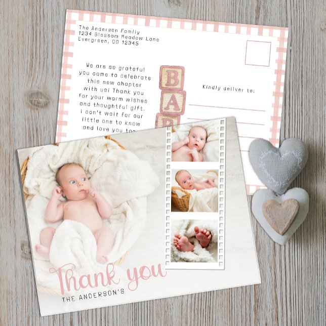 Tarjeta postal de agradecimiento de baby shower Du (Thank You Baby Shower Postcard)