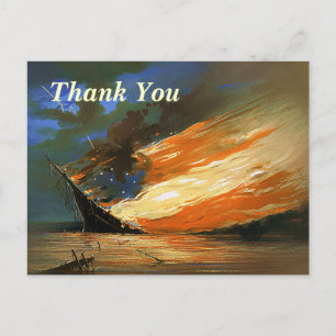 Tarjeta postal de agradecimiento de bandera ardien