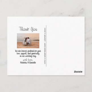 Tarjeta postal de agradecimiento de boda