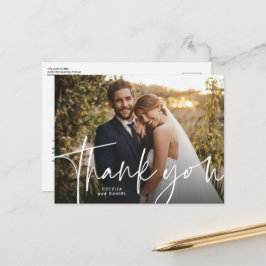 Tarjeta postal de agradecimiento de boda con foto
