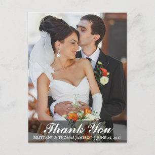 Tarjeta postal de agradecimiento de boda de la nov
