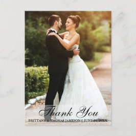 Tarjeta postal de agradecimiento de boda de novia