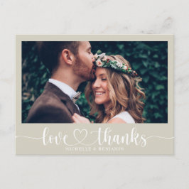 Tarjeta postal de agradecimiento de boda elegante 