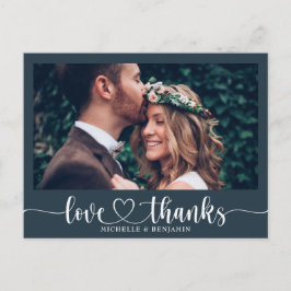 Tarjeta postal de agradecimiento de boda elegante 