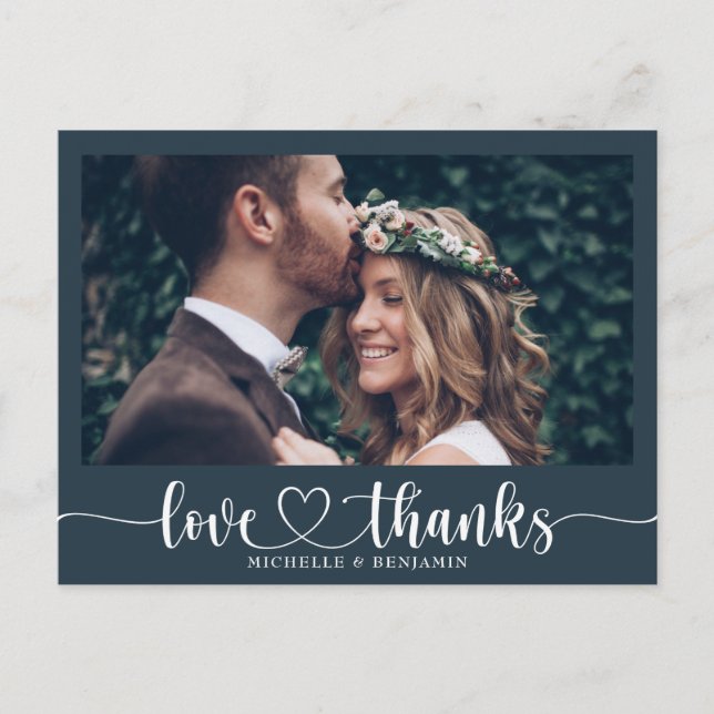 Tarjeta postal de agradecimiento de boda elegante  (Anverso)