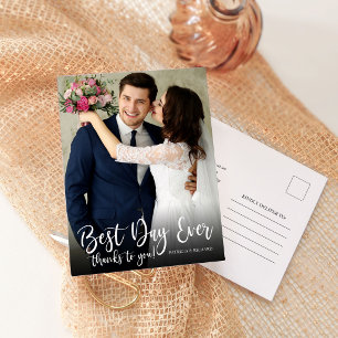 Tarjeta postal de agradecimiento de boda elegante