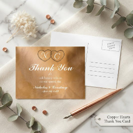 Tarjeta postal de agradecimiento de boda en rosa o
