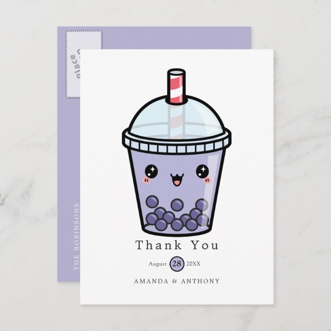 Tarjeta postal de agradecimiento de boda floral co (Anverso / Reverso)