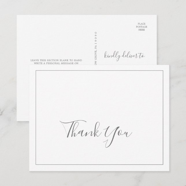 Tarjeta postal de agradecimiento de boda minimalis (Anverso / Reverso)