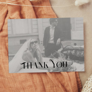 Tarjeta postal de agradecimiento de boda moderna y