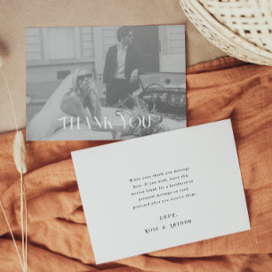 Tarjeta postal de agradecimiento de boda moderna y