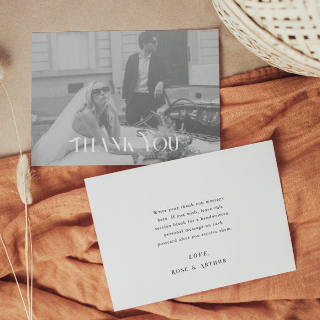 Tarjeta postal de agradecimiento de boda moderna y (Subido por el creador)