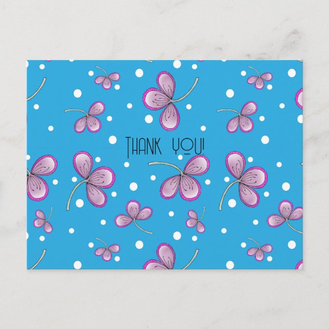 Tarjeta postal de agradecimiento de flor rosa capr (Anverso)
