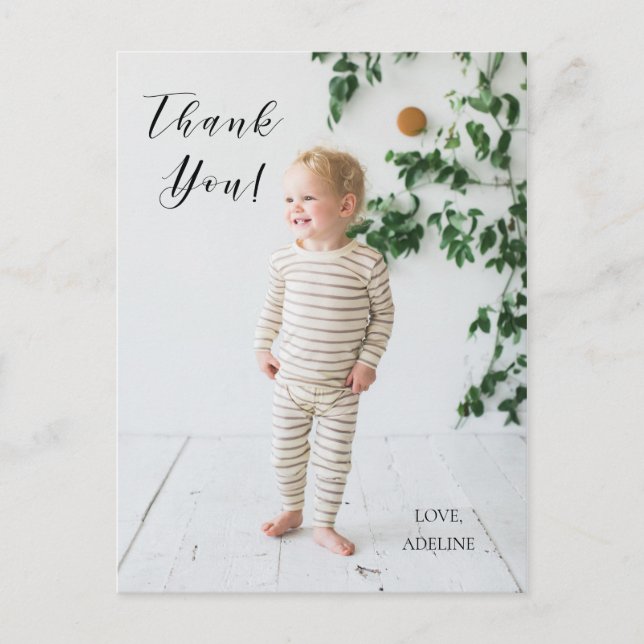 Tarjeta postal de agradecimiento de foto de cumple (Anverso)