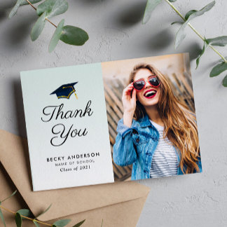 Tarjeta postal de agradecimiento de graduación con