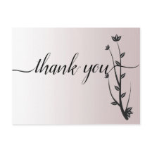 Tarjeta postal de agradecimiento de hojas modernas