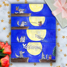 Tarjeta postal de agradecimiento de lobo de dibujo