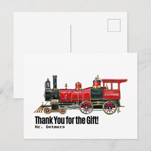 Tarjeta postal de agradecimiento de locomotora de  (Anverso / Reverso)
