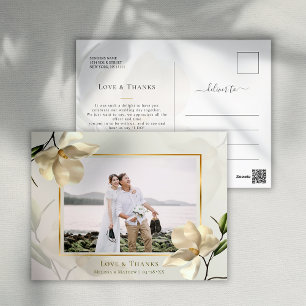 Tarjeta postal de agradecimiento de magnolia blanc