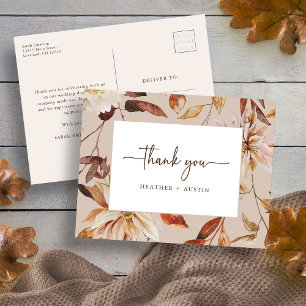 Tarjeta postal de agradecimiento de otoño
