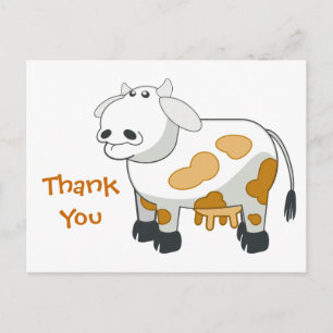 Tarjeta postal de agradecimiento de vaca lechera d