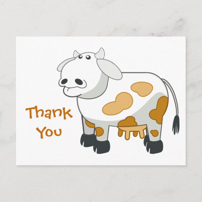 Tarjeta postal de agradecimiento de vaca lechera d (Anverso)