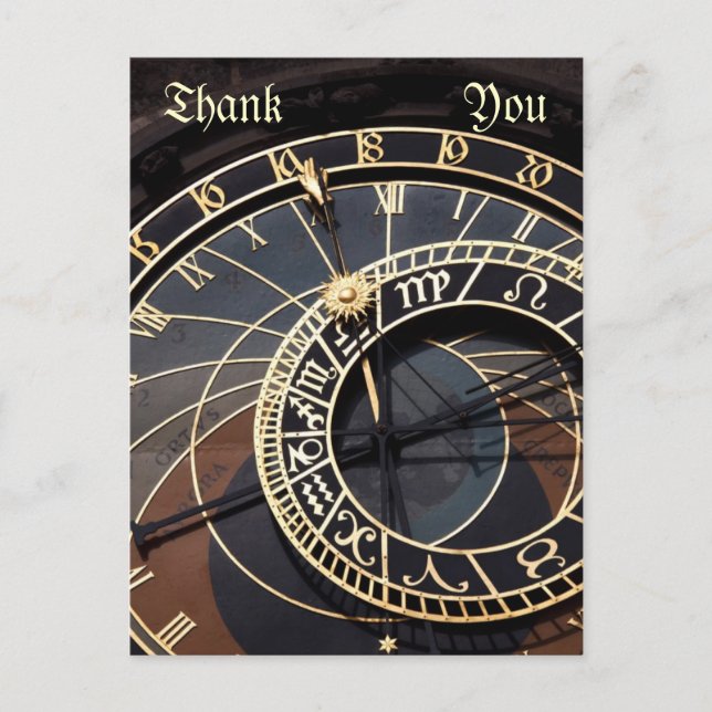 tarjeta postal de agradecimiento del reloj astronó (Anverso)