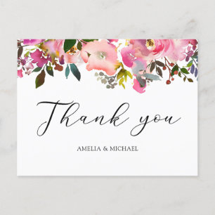 Tarjeta postal de agradecimiento floral de primave