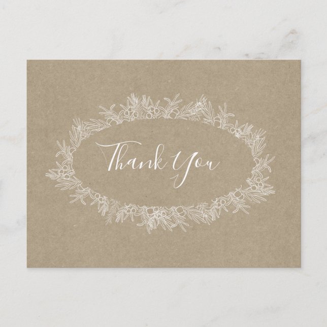 Tarjeta postal de agradecimiento Kraft | Invierno  (Anverso)