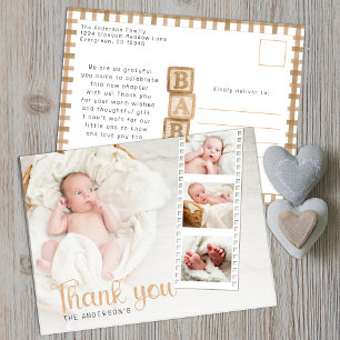 Tarjeta postal de agradecimiento para baby shower