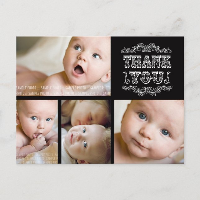 Tarjeta Postal de Agradecimiento para Bebé con Fot (Anverso)