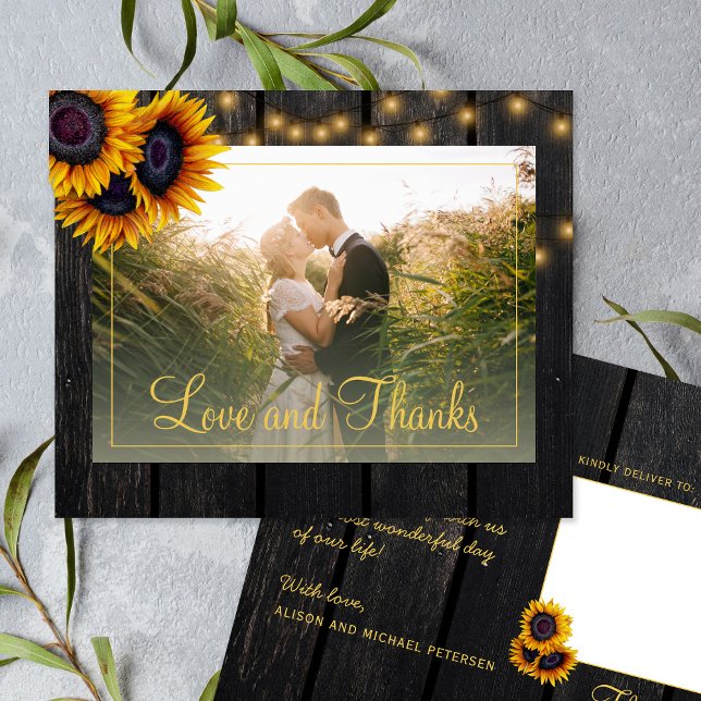 Tarjeta postal de agradecimiento para boda rústica (Subido por el creador)