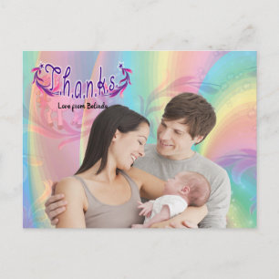 Tarjeta postal de agradecimiento para niña con fot