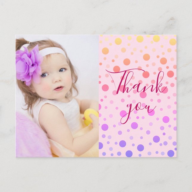 Tarjeta postal de agradecimiento para niños Lindo  (Anverso)