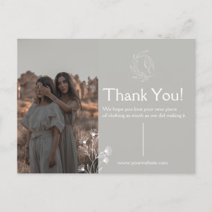 Tarjeta postal de agradecimiento para ropa