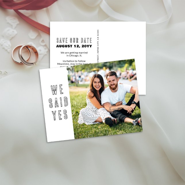 Tarjeta Postal de Ahorro de Boda con Foto 'We Said (We Said Yes .. Wedding Save the Date Postcard with photo)