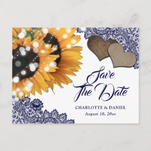Tarjeta Postal de Ahorro de Boda de Girasol Azul M